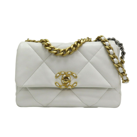 白色 羊皮 19 Bag 26cm 鍊帶 肩背包 AS1160