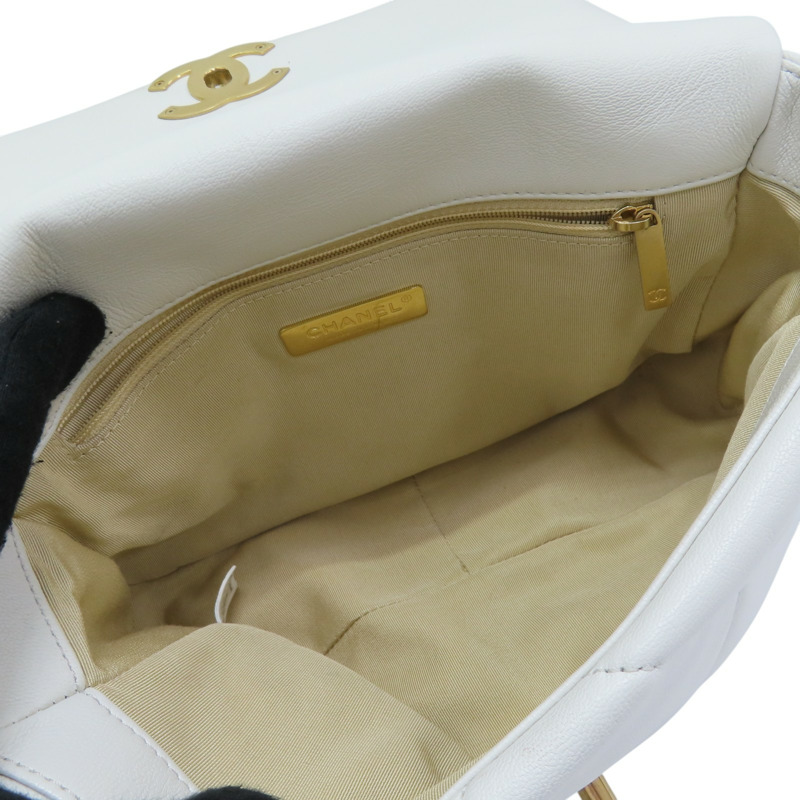 白色 羊皮 19 Bag 26cm 鍊帶 肩背包 AS1160-4