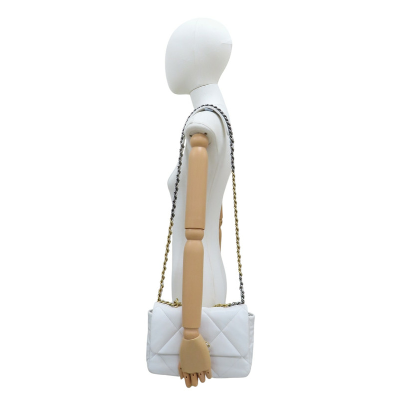 白色 羊皮 19 Bag 26cm 鍊帶 肩背包 AS1160-11