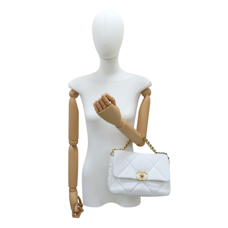 白色 羊皮 19 Bag 26cm 鍊帶 肩背包 AS1160-12
