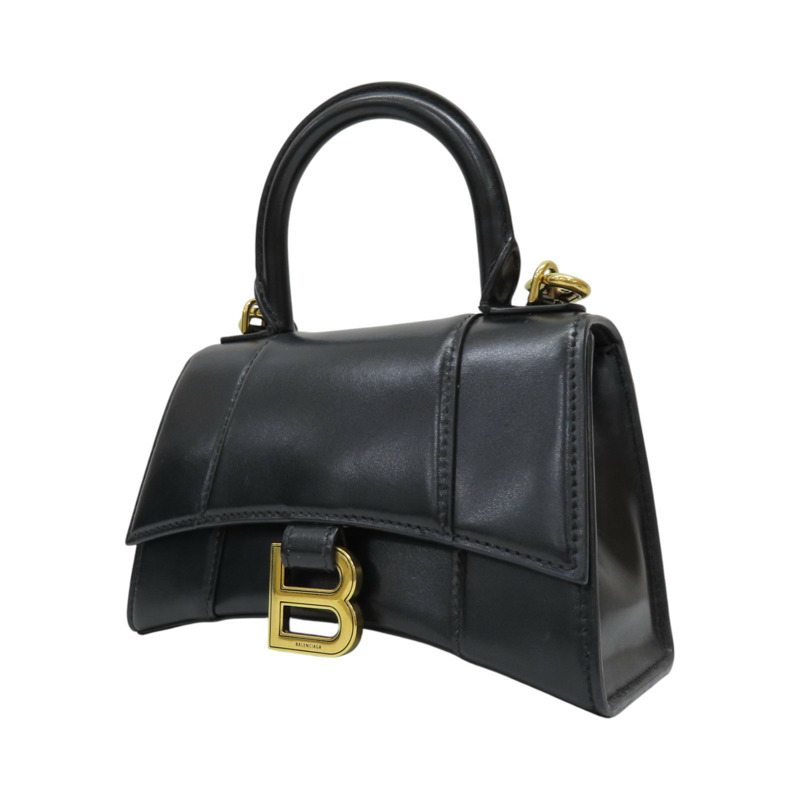 黑色牛皮 Hourglass XS 兩用包【BALENCIAGA 巴黎世家】 592833-2