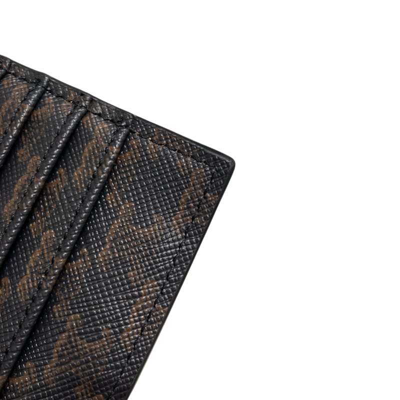 CELINE 賽琳 零錢包卡夾 Triomphe帆布 皮革 卡夾 黑色老花 金棕色-4