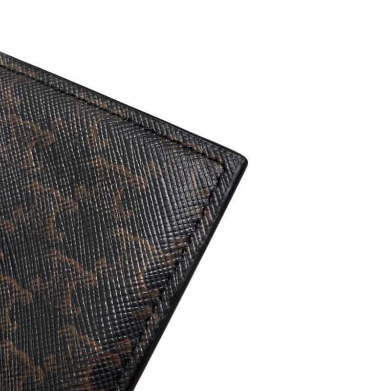 CELINE 賽琳 零錢包卡夾 Triomphe帆布 皮革 卡夾 黑色老花 金棕色-7