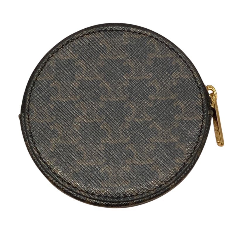 CELINE 賽琳 Triomphe帆布 皮革 零錢包 黑色老花-1