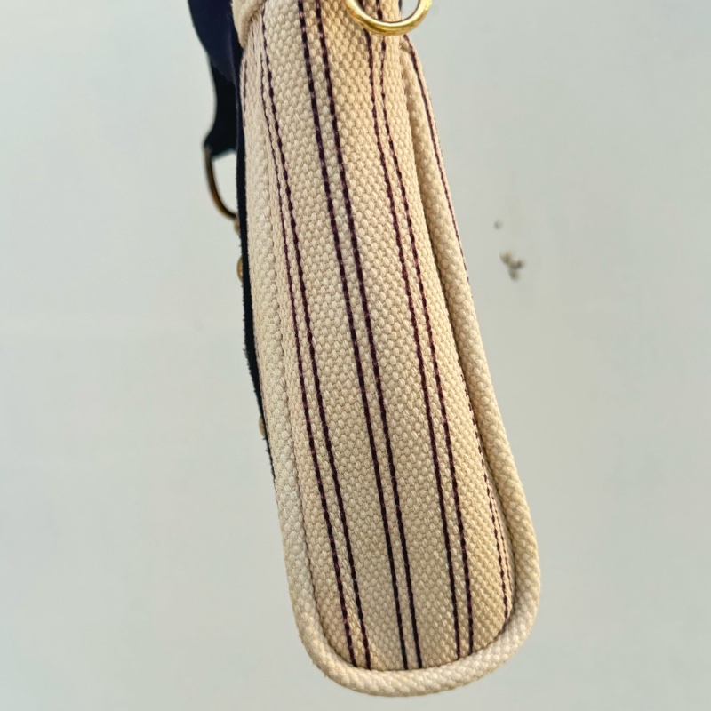 Louis Vuitton LV小金牌條紋帆布手提包-3