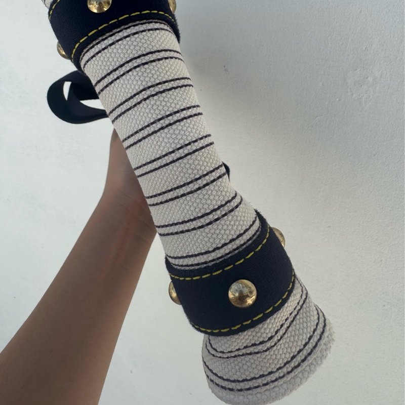 Louis Vuitton LV小金牌條紋帆布手提包-12