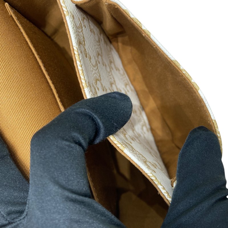 CELINE 賽琳 Folco In Medium Triomphe帆布 皮革 肩背包 白色老花 金棕色-7