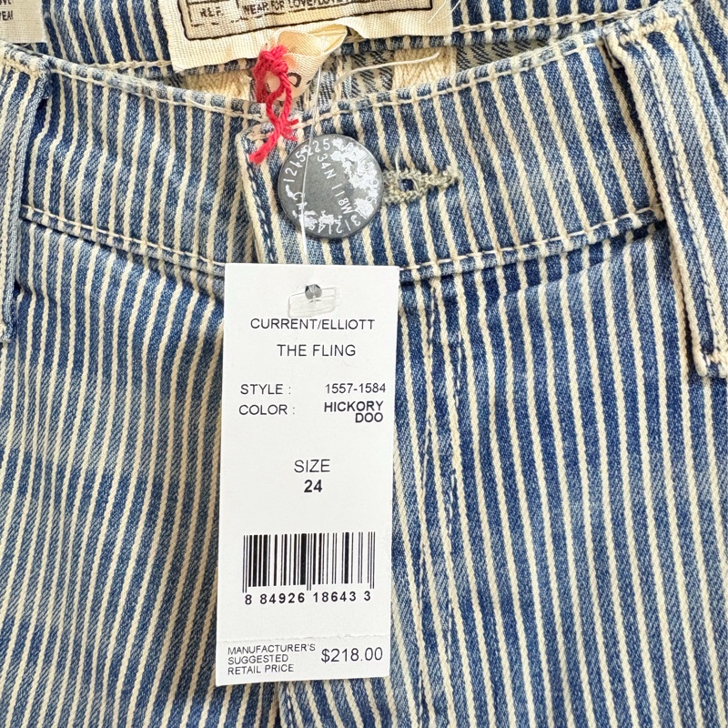 19）Current Elliott 正品棉質質感條文牛仔褲 24號 全新含吊牌原價218美元-4