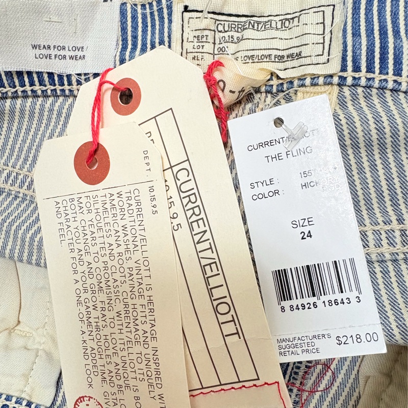 19）Current Elliott 正品棉質質感條文牛仔褲 24號 全新含吊牌原價218美元-5