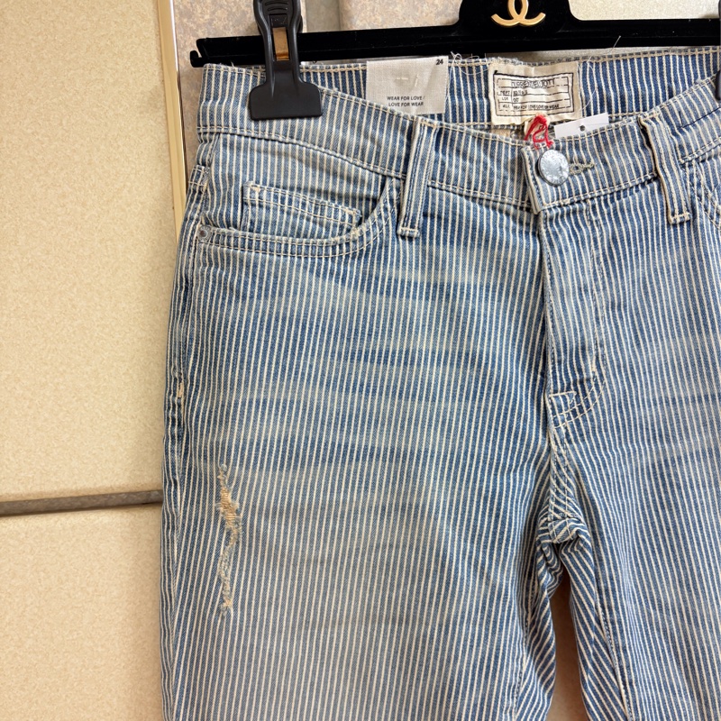 19）Current Elliott 正品棉質質感條文牛仔褲 24號 全新含吊牌原價218美元-8