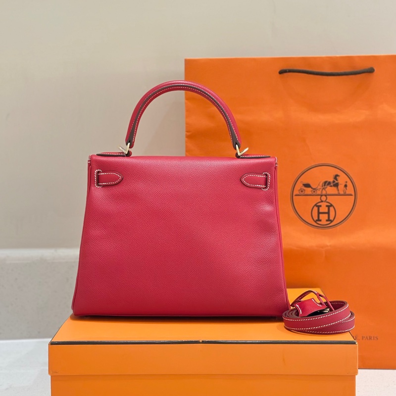 🍁Hermes愛馬仕紅金Kelly28 框P espom皮-1