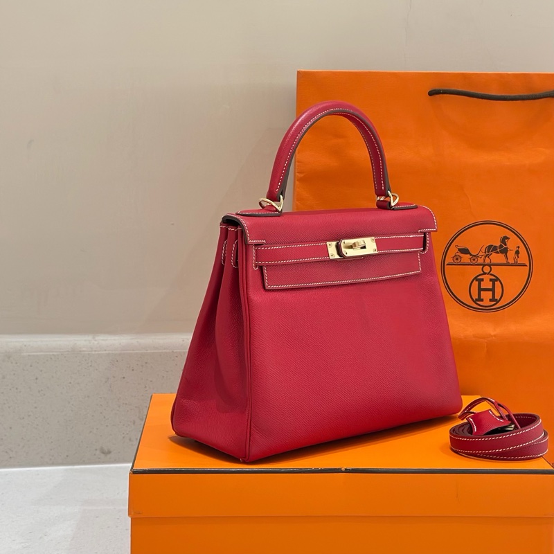 🍁Hermes愛馬仕紅金Kelly28 框P espom皮-2