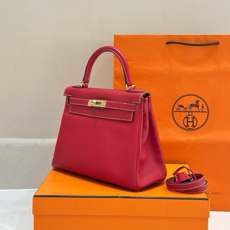 🍁Hermes愛馬仕紅金Kelly28 框P espom皮-3