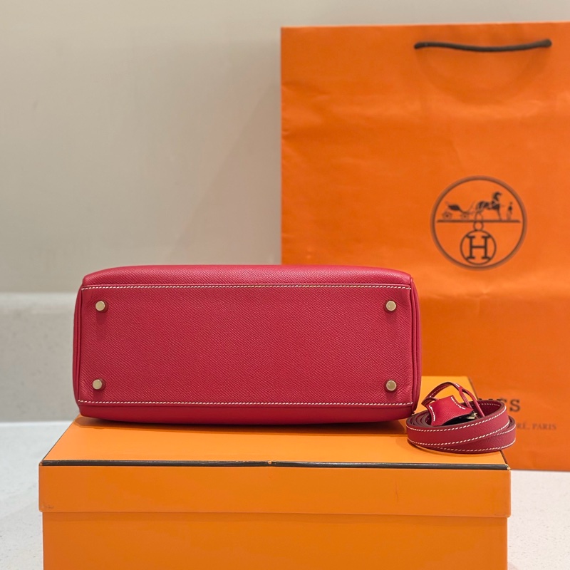 🍁Hermes愛馬仕紅金Kelly28 框P espom皮-4