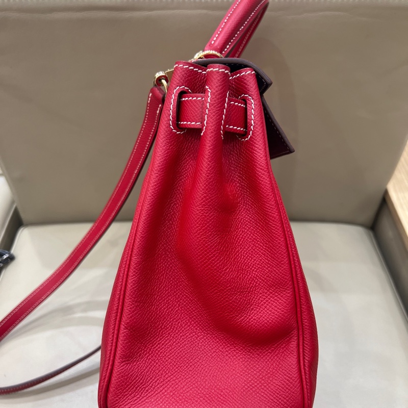 🍁Hermes愛馬仕紅金Kelly28 框P espom皮-8