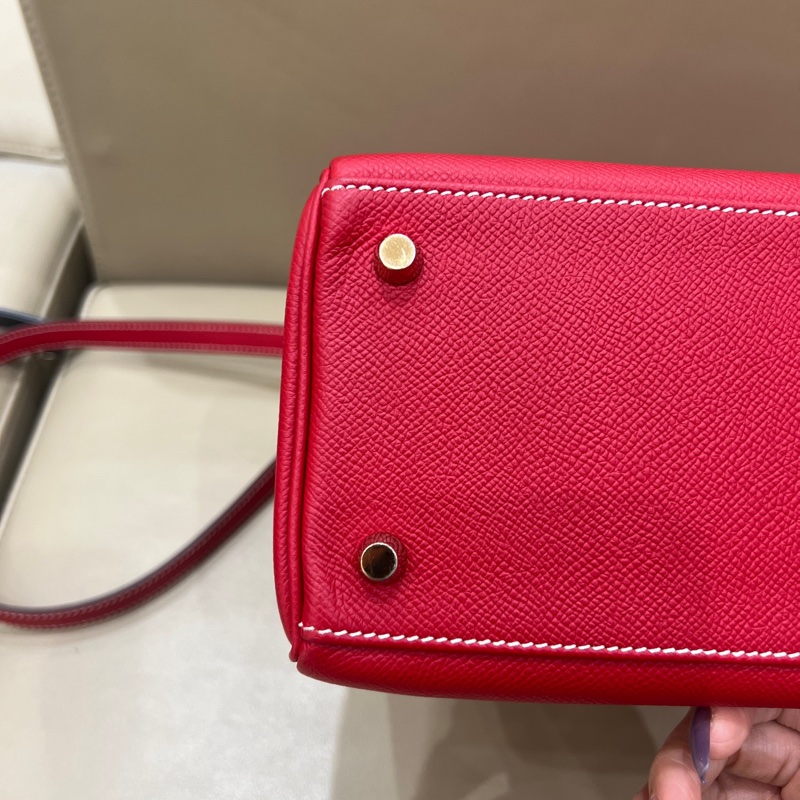 🍁Hermes愛馬仕紅金Kelly28 框P espom皮-9