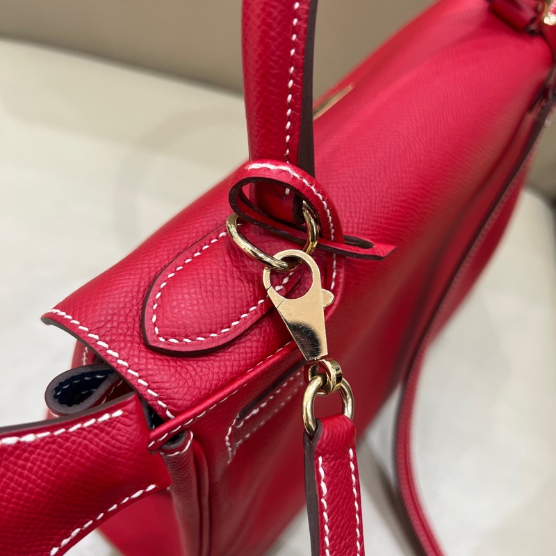 🍁Hermes愛馬仕紅金Kelly28 框P espom皮-12