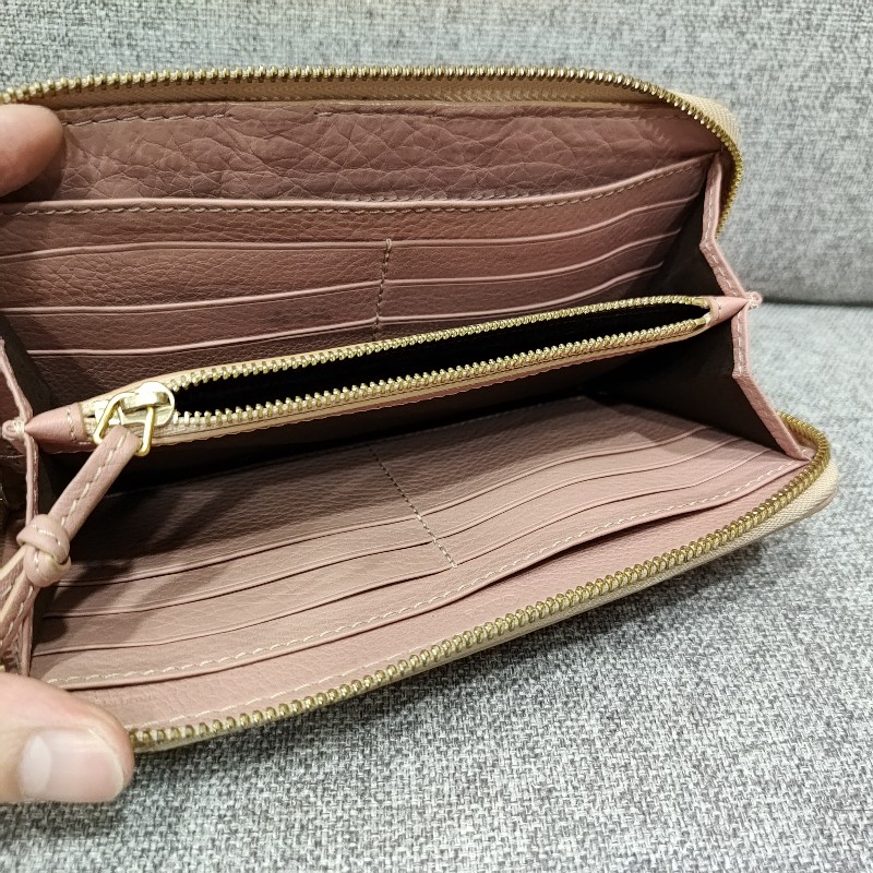 Chloe 經典 Marcie 粉膚色荔枝皮 拉鍊 零錢 信用卡 長夾 錢包 皮夾 漂亮收藏品-11