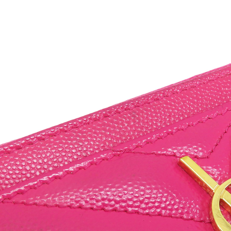 桃紅色 牛皮 拉鍊長夾 504922-12