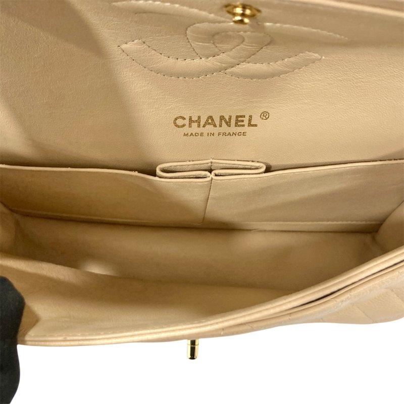 CHANEL 香奈兒 CHANEL CF25 雙翻蓋 荔枝牛皮 肩背包 粉色 金釦-12