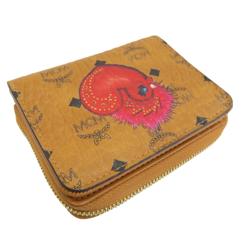 金棕色 牛皮 扣式短夾-3