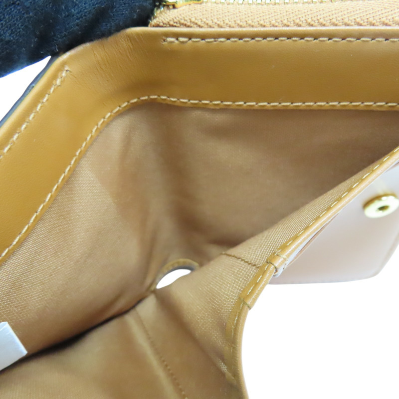 金棕色 牛皮 扣式短夾-5