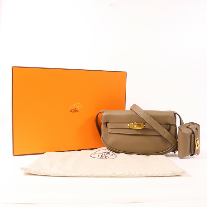 HERMES Swift皮革Kelly Moove金扣肩背袋Etoupe-13
