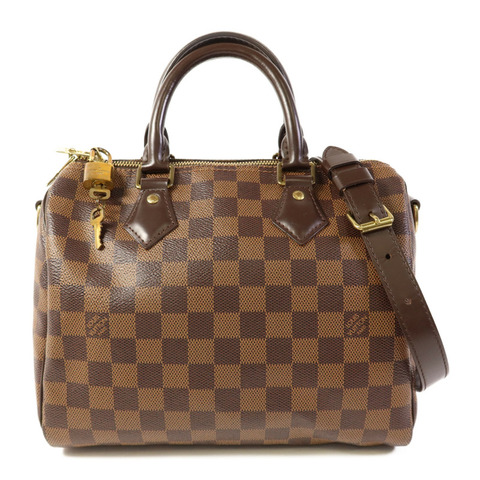 LOUIS VUITTON Damier Ebene Speedy Bandouliere 25金扣手挽袋
