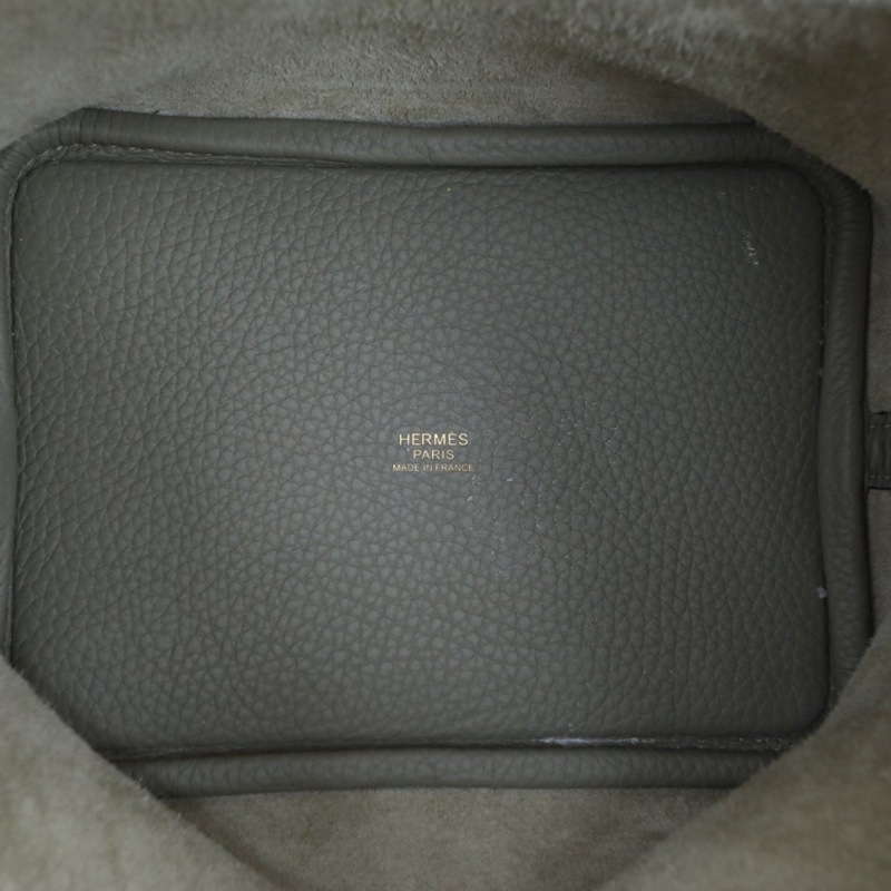 Picotin 18菜籃子 Q1鼠尾草綠 TC皮 B刻 金釦-4