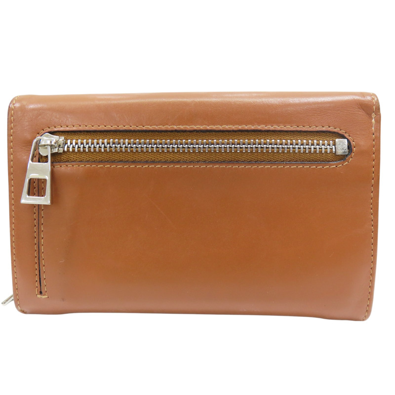 棕色 牛皮 扣式中夾-1