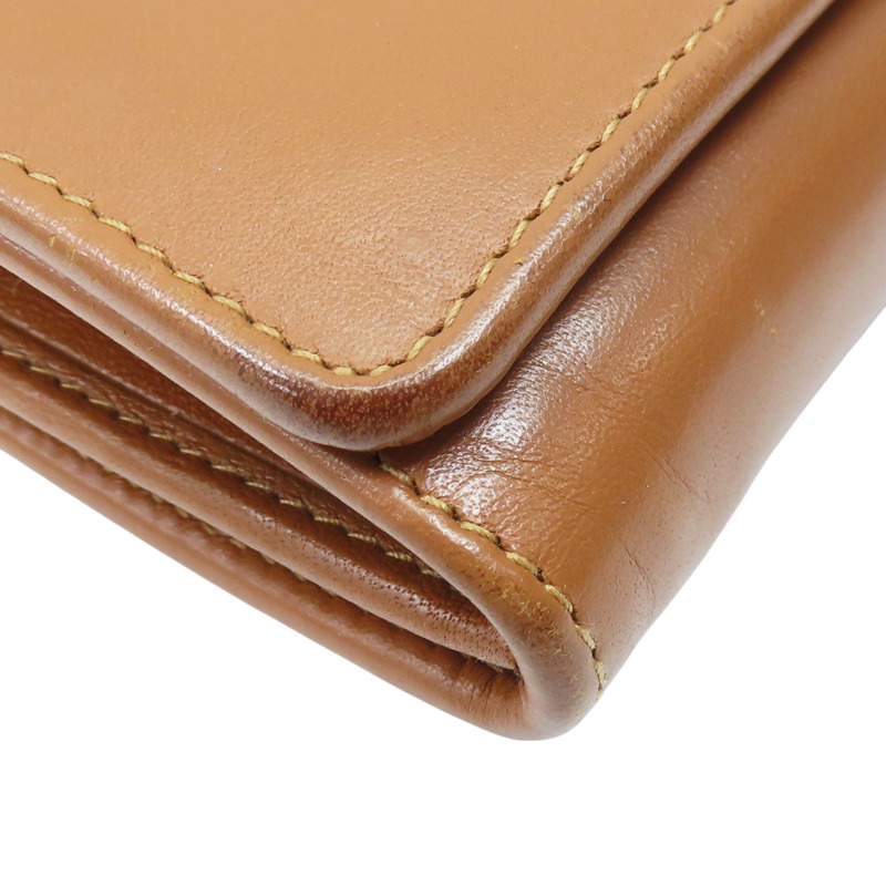 棕色 牛皮 扣式中夾-9