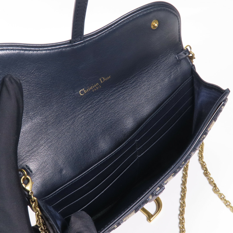 Dior 帆布Small Saddle Pouch With Chain金扣肩背袋-4