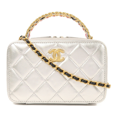 CHANEL 牛皮皮革Vanity Case金扣手挽肩背兩用袋