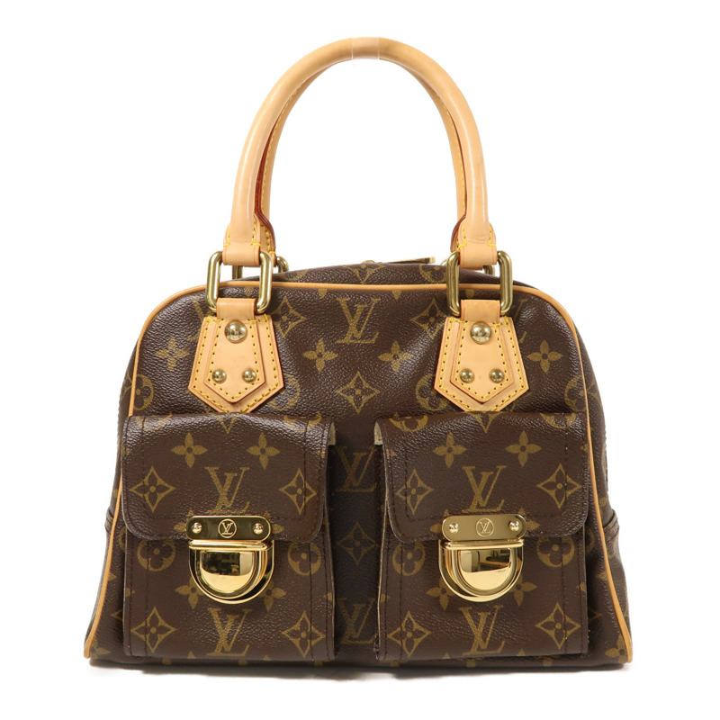 LOUIS VUITTON Monogram Manhattan PM手挽袋棕色-0