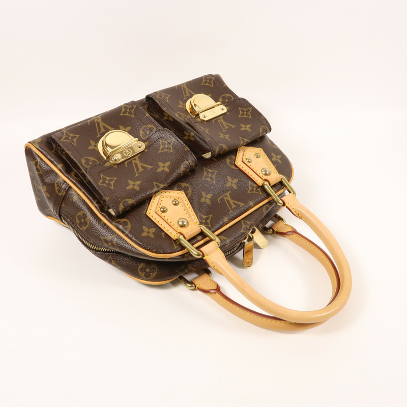 LOUIS VUITTON Monogram Manhattan PM手挽袋棕色-7
