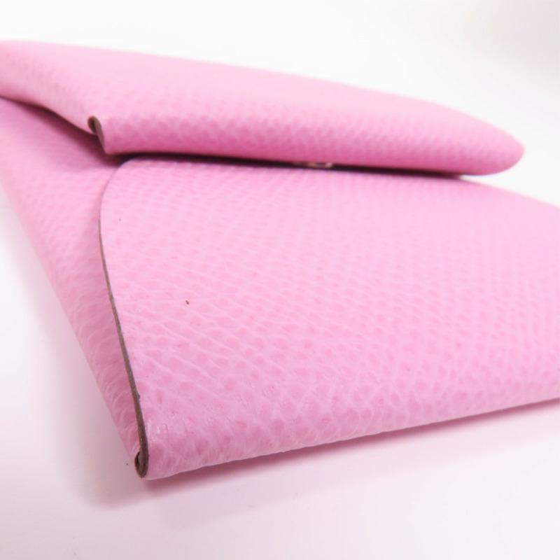 HERMES Epsom皮革Bastia銀扣零錢包Mauve Sylvestre-9