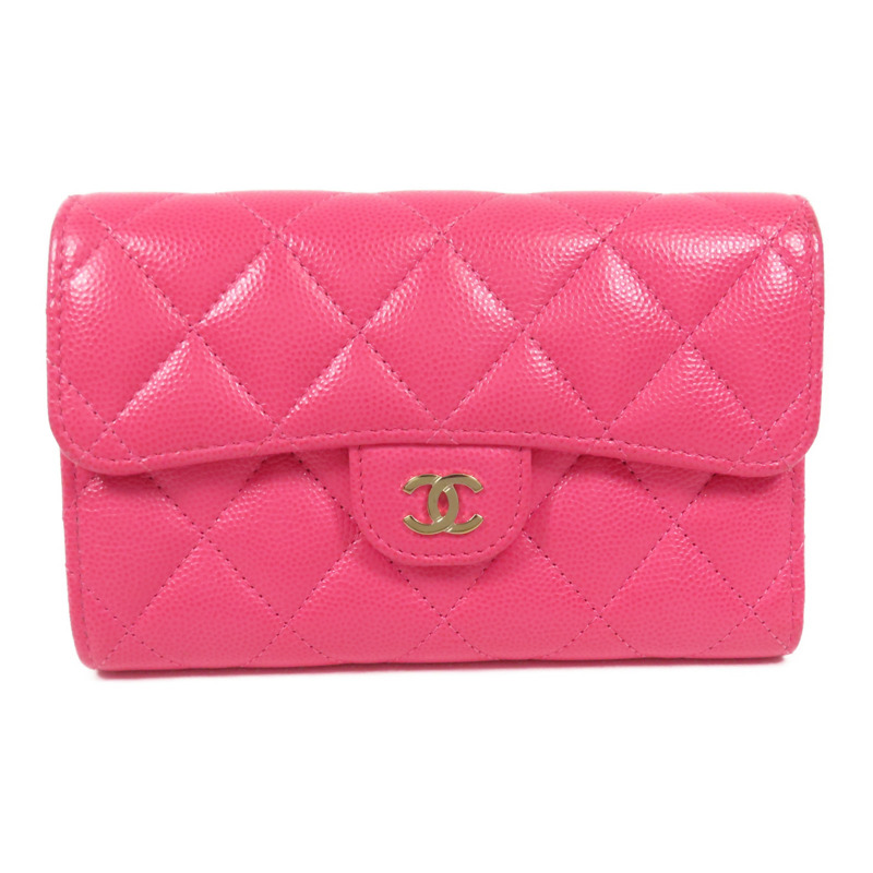 CHANEL 牛皮皮革Wallet金扣錢包-0