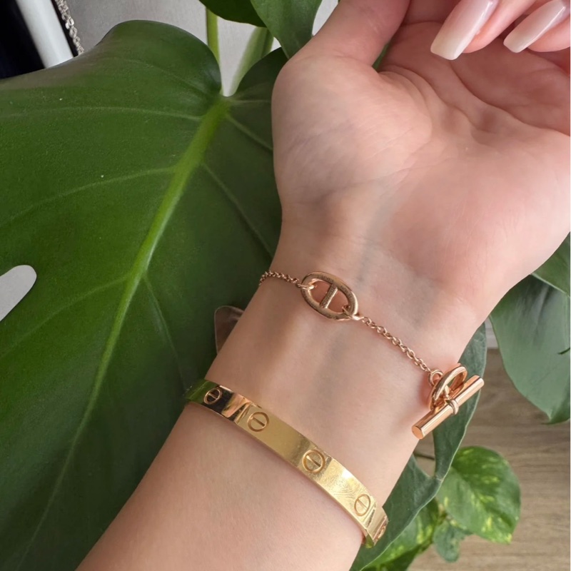 愛馬仕Hermès Farandole豬鼻子手鍊 18k 玫瑰金 經典豬鼻子🐽-6