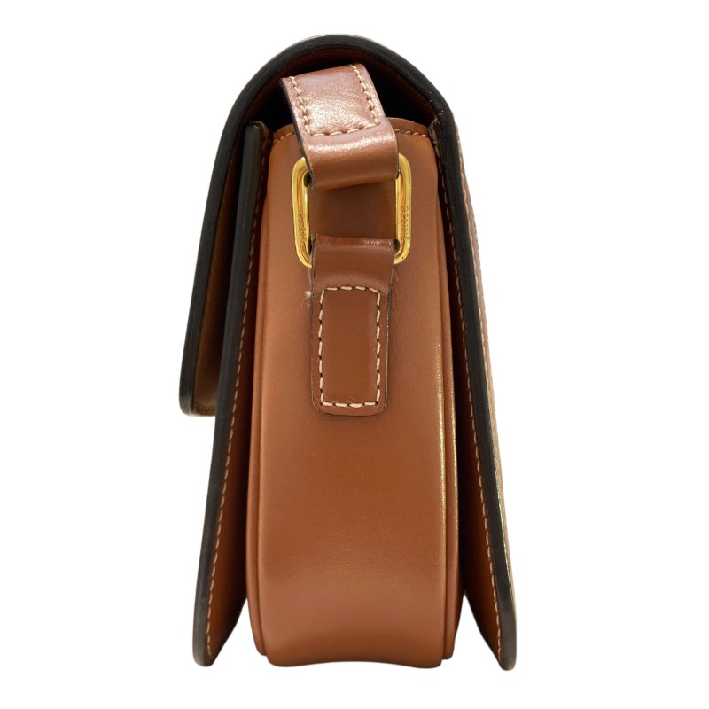 CELINE 賽琳 Teen 可斜背 Triomphe帆布 皮革 肩背包 白色老花 金棕色-2