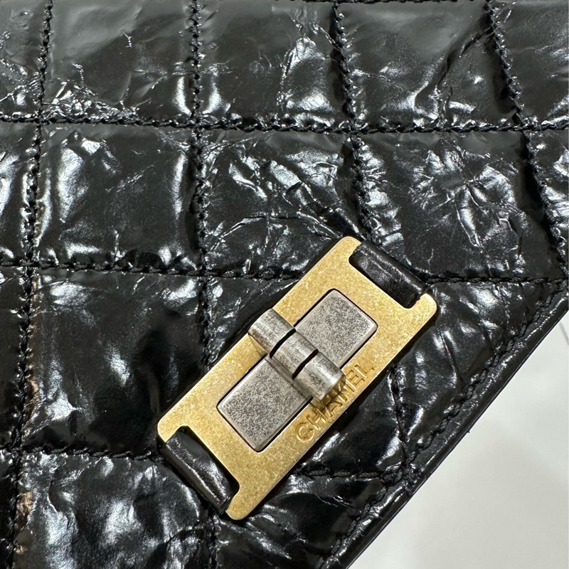 Chanel 香奈兒 黑金 2.55 handle 油蠟牛皮 風琴包 方盒子 斜背包 手提包 肩背包 鍊條包 側背包-22