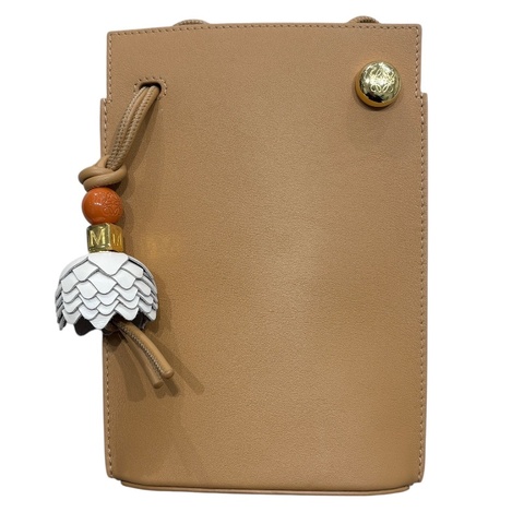 LOEWE 羅威 Pebble Dice pocket 肩背迷你包 皮革 卡其色 金釦