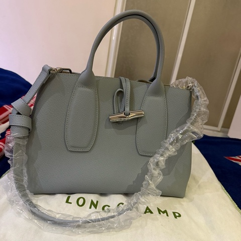 Longchamp 竹節包 手提側背包 斑鳩灰 M
