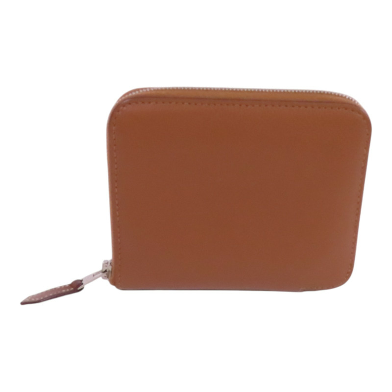 HERMES Evercolor皮革Silk In Compact Wallet銀扣拉鏈短錢包-1