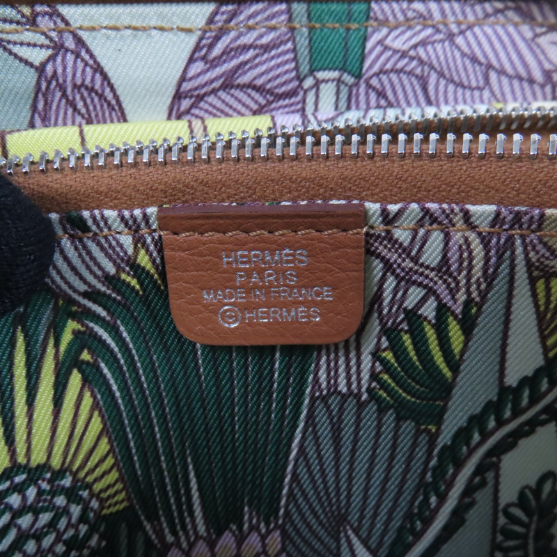HERMES Evercolor皮革Silk In Compact Wallet銀扣拉鏈短錢包-5