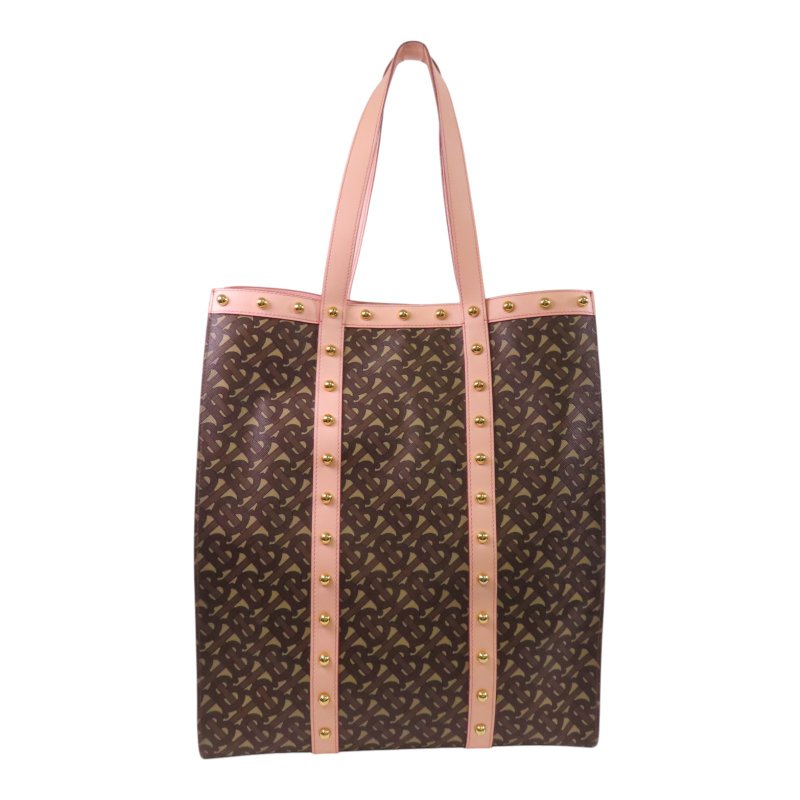 BURBERRY 塗層帆布Tote Bag金扣肩背袋-1