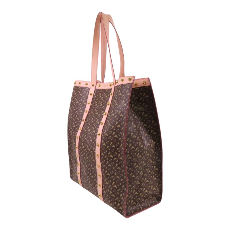 BURBERRY 塗層帆布Tote Bag金扣肩背袋-2