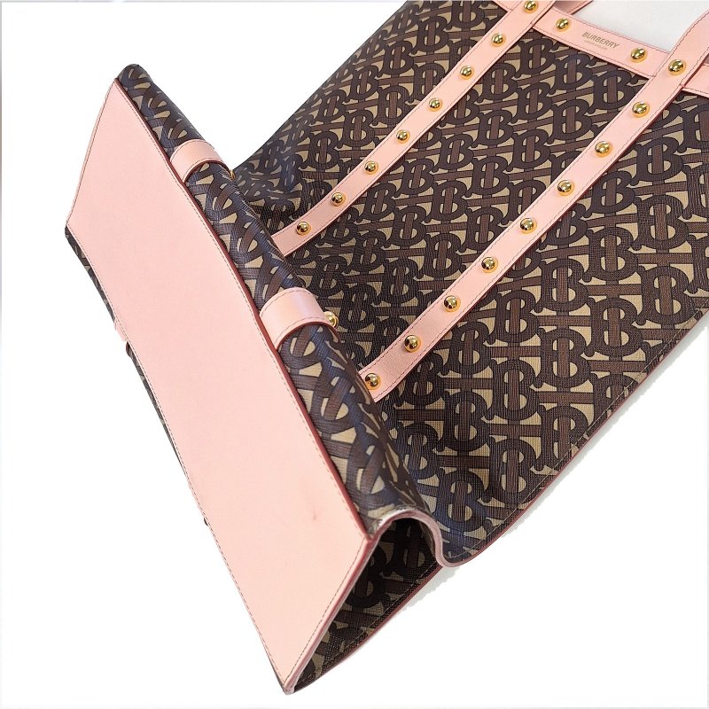 BURBERRY 塗層帆布Tote Bag金扣肩背袋-4