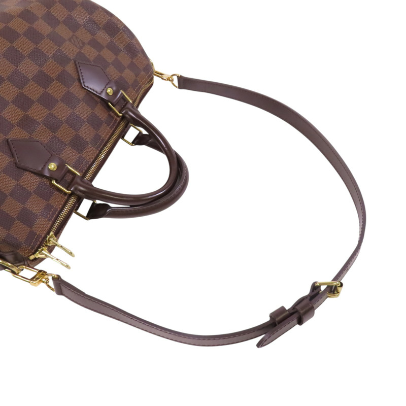 LOUIS VUITTON Damier Ebene Speedy 30金扣手挽肩背兩用袋-7