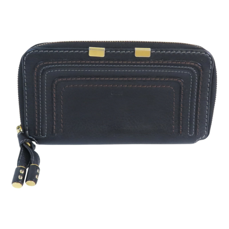 Chloe 牛皮皮革Zipper Long Wallet金扣拉鏈長錢包-0