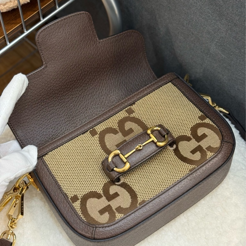 GUCCI Horsebit 1955馬銜釦小款翻蓋包/斜背包-9